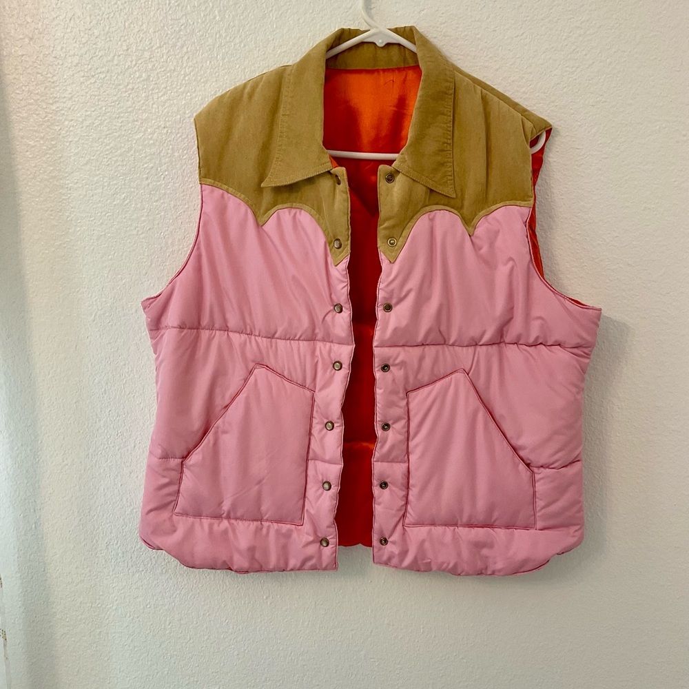 ROPER Pink and Tan Puffer Vest